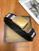 AAA Quality Burberry Vintage Check Leather Belt All Gold Plaque Buckle